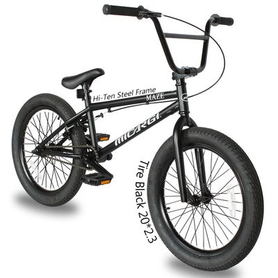 MICARGI Maze Freestyle BMX Bike, Entry and Intermediate Rider, 20-inch Wheels, Hi-Ten Steel Frame, U Brake 3-Piece Crank Micro Drive 25x 9T BMX Gearing (Maze - Matte Black)