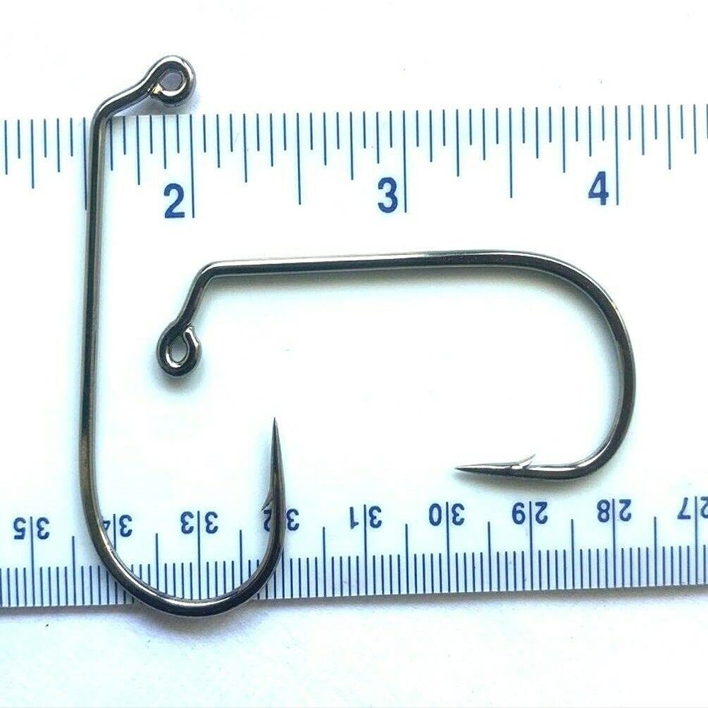1000 Gerry's Tackle 32824 2X Strength Black Nickel 60 Degree Round Bend Jig Hooks sz 5/0 - Bulk