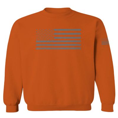 0176. Gray America USA American United States Vintage Flag Patriotic Style Men's Crewneck Sweatshirt (Orange Large)