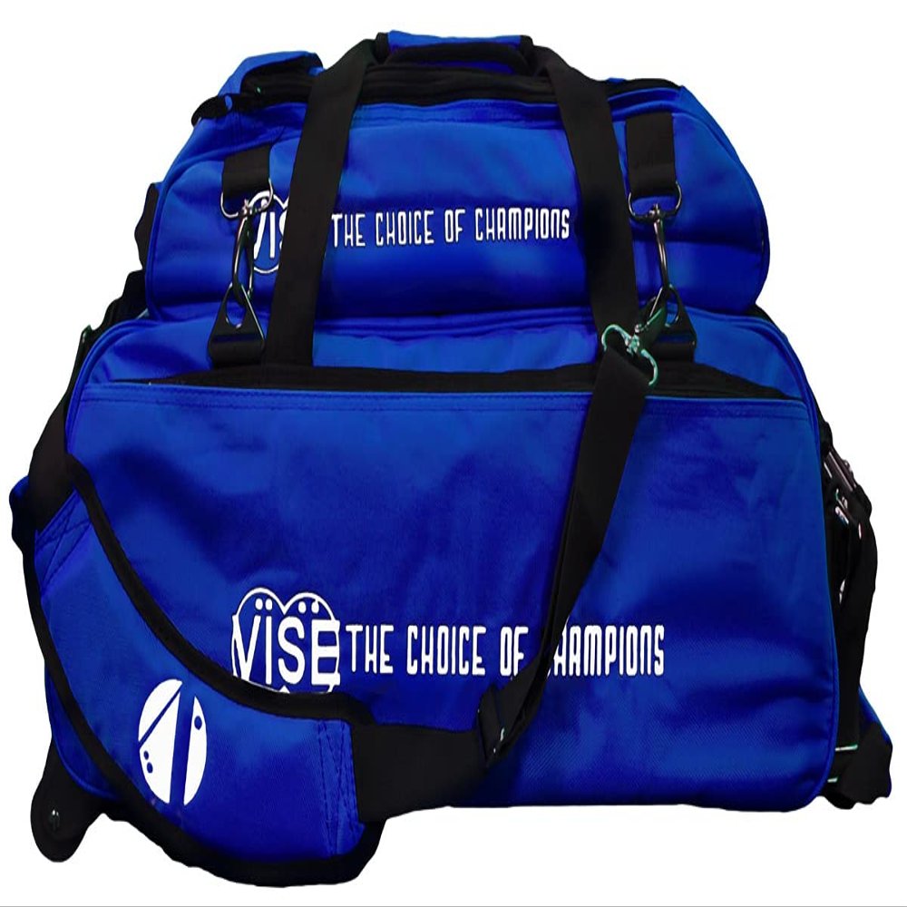 Vise Three Ball Tote Roller Bowling Bag with Shoe Pouch Blue