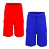 2 Pack Kidsy Boys Casual Beach Cargo Shorts Soft Cotton, Pull-On/Drawstring Closure, Two Pockets Crimson/Cobalt, 2 view 1