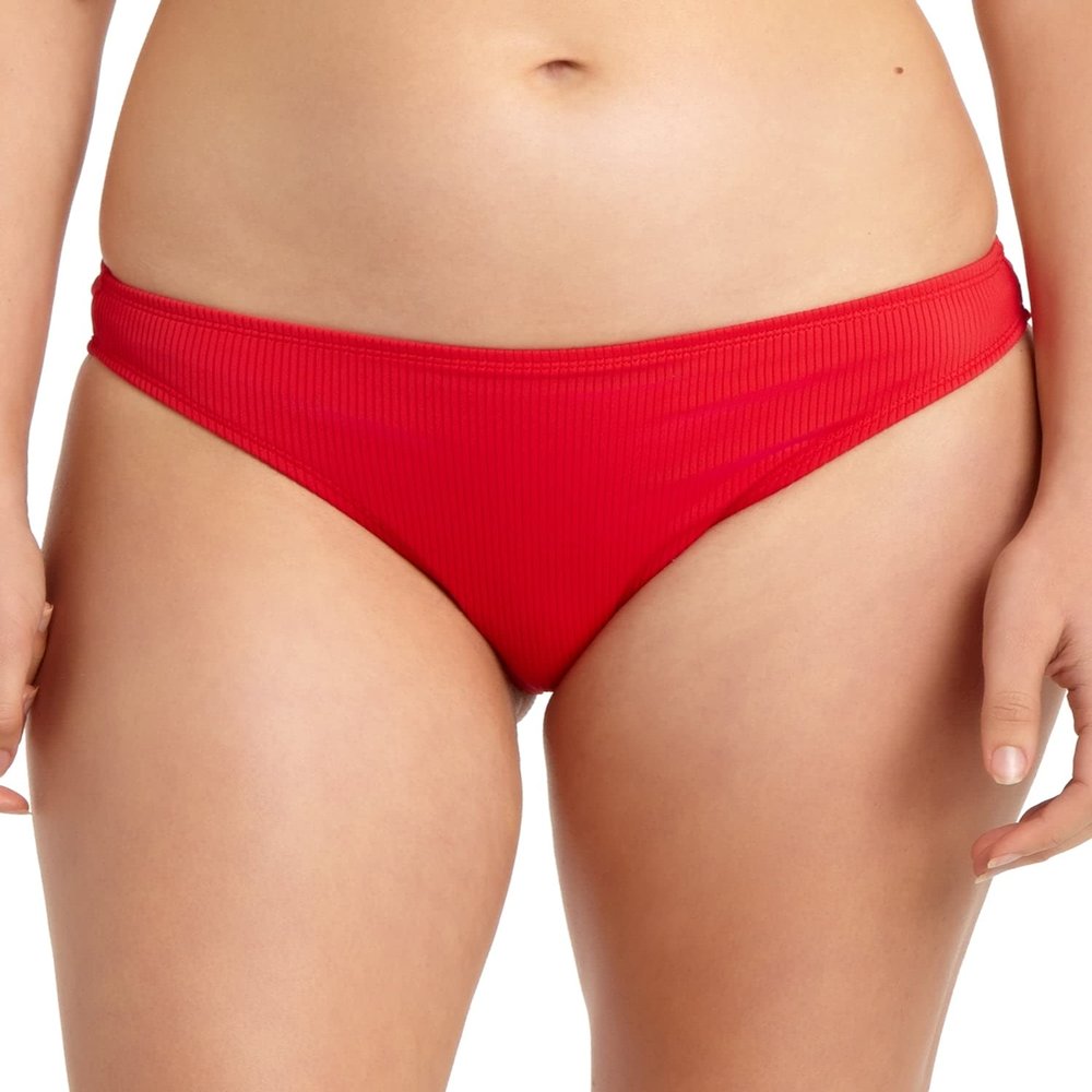 California Waves Womens Hipster Ribbed Swim Bottom Separates Red XL