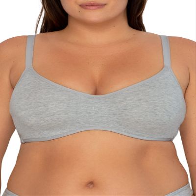 Smart & Sexy Women's Cloud Cotton Comfort Collection Scoop Neck Unlined Underwire Bra, LIGHT GREY HEATHER, 40D