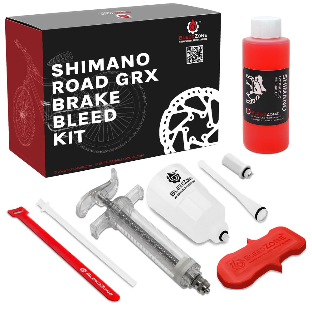 BleedZone - Bicycle Brake Bleed Kit Designed for Shimano Brake Bleed Kit, Road Gravel Brakes with Pro Syringe and 120ml Mineral Oil Brake Fluid, Built for Shimano Bicycle Hydraulic Brakes