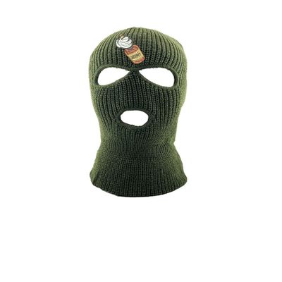 ALLNTRENDS Adult Three Hole Mask Henny Embroidered Face Cover Warm Cold Winter Hat (one Size, Olive)