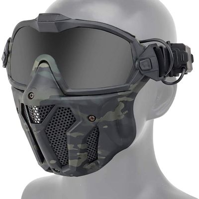 Airsoft Full Protective Mask, with Detachable Anti-Fog GogglesMini Exhaust Fan, Used for Airsoft Paintball Hunting Games, Motorcycles, Etc