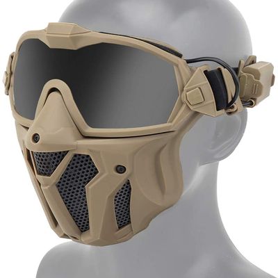 Airsoft Full Protective Mask, with Detachable Anti-Fog GogglesMini Exhaust Fan, Used for Airsoft Paintball Hunting Games, Motorcycles, Etc