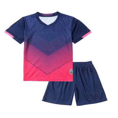 Hiheart Boys Quick Dry Short Sleeve T-Shirt and Mesh Shorts Soccer Set Navy 5-6