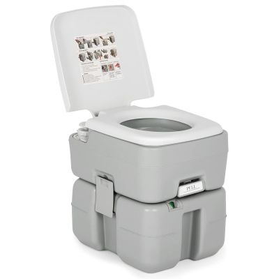 ReunionG Split Portable Toilet w/ 5.3 Gal Water Tank, RV Toilet, Sealing and Smell-proof Design, 3-Piston Pump Flush, Outdoor Flush Toilet for Camping, Hiking, Boating, Hospital, travel