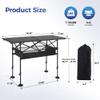 ALPHA CAMP Portable Camping Table, Adjustable Aluminum Folding Table for Picnic, BBQ, Outdoor, Black, 21.65D x 33.07W x 26.77H in view 3