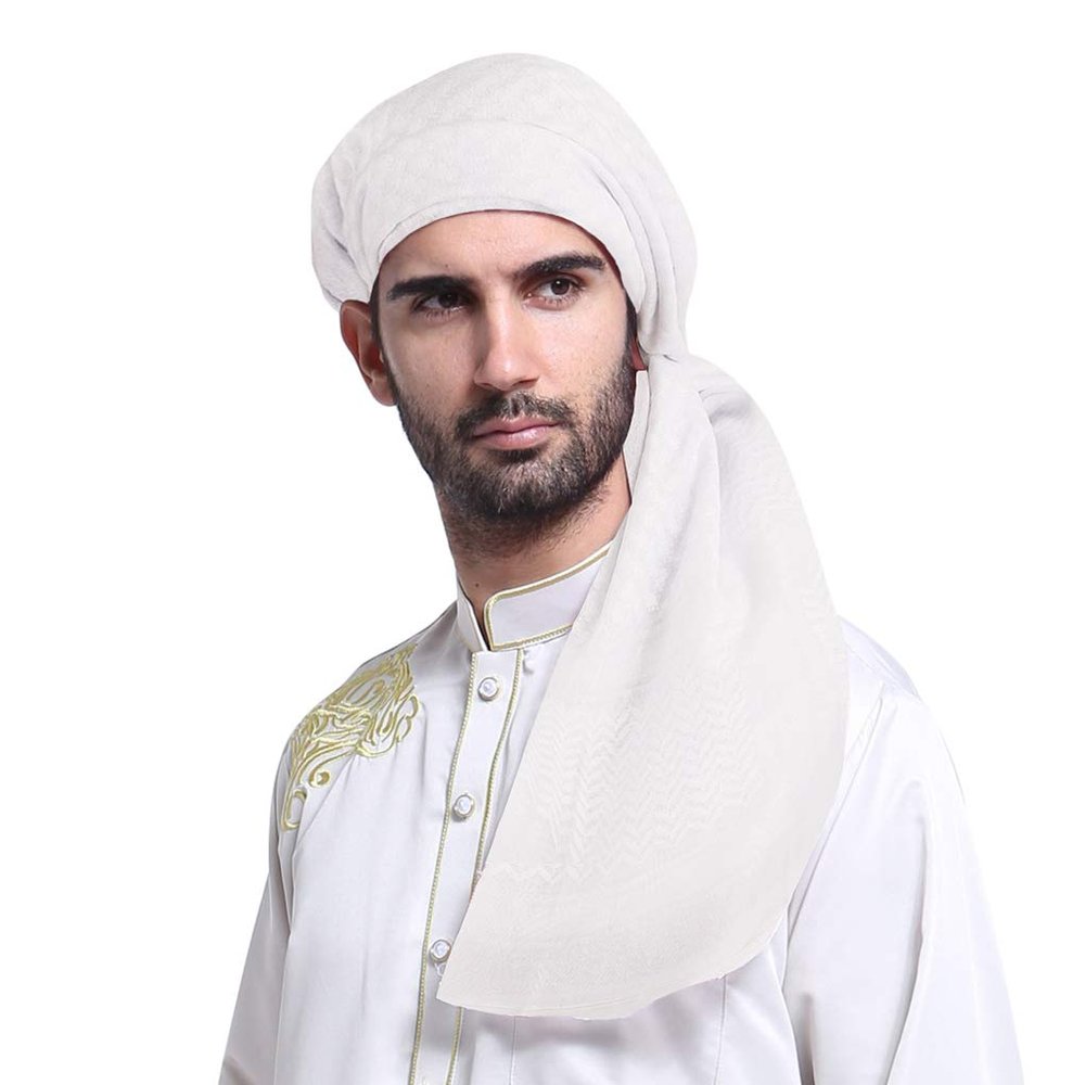 BXT Men Shemagh Arab Kafiya Keffiyeh Middle East Head Scarf Arabic Muslim Head Wrap(White)