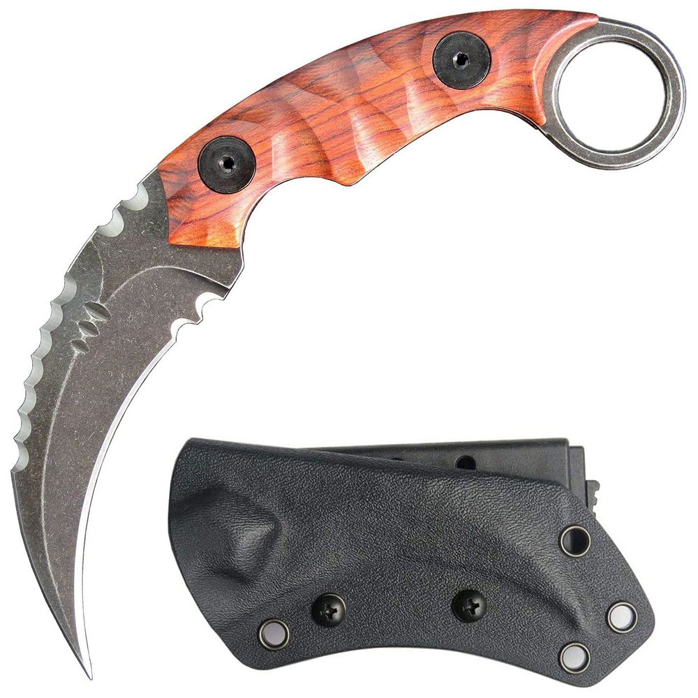 Ccanku C1691 Fixed Blade Knife D2 Steel G10 Handle 4 Inches,Outdoor Survival Claw Teeth Knife,Camping EDC Tools, Kydex Sheaths
