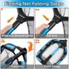 PLUSINNO Floating Fishing Net for Steelhead, Salmon, Fly, Kayak, Catfish, Bass, Trout Fishing, Rubber Coated Foldable Landing Net with Fixed or Telescoping Pole Handle, Fishing Gear and Gifts for Men view 4