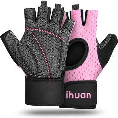 ihuan Breathable Weight Lifting Gloves: Fingerless Workout Gym | Wrist Support | Enhance Palm Protection | Extra Grip for Fitness| Training | Rowing | Pull-ups