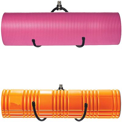 Wall Mount Yoga Mat Foam Roller and Towel Rack Hooks , Exercise Mat Storage Shelf for Hanging Yoga Strap and Resistance Bands at Your Fitness Class or Home Gym, Adjustable Size,Up to 20Lbs - 2 Pack