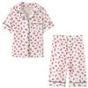 ACESTAR Toddler Girls Boys Pajamas Set Summer 2 Pcs Pjs Set - Kids Short Sleeve Button Down Sleepwear (White Cherry, 5T)