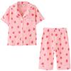 ACESTAR Toddler Girls Boys Pajamas Set Summer 2 Pcs Pjs Set - Kids Short Sleeve Button Down Sleepwear (Pink Strawberry, 7T) view 1