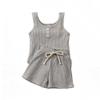 Toddler Baby Girl Ribbed Shorts Outfit Sleeveless Tank Tops T-Shirt and Shorts Summer Clothes Set (4-5T,Gray,) view 1