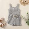 Toddler Baby Girl Ribbed Shorts Outfit Sleeveless Tank Tops T-Shirt and Shorts Summer Clothes Set (4-5T,Gray,) view 2