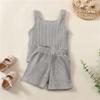 Toddler Baby Girl Ribbed Shorts Outfit Sleeveless Tank Tops T-Shirt and Shorts Summer Clothes Set (4-5T,Gray,) view 3