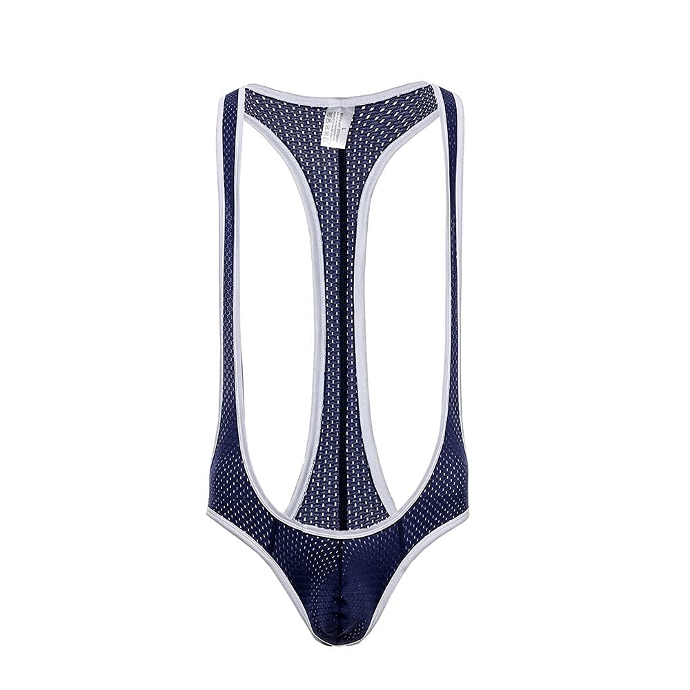 SPNSSTCR Men Mesh Leotard Jockstrap Underwear Backless Jumpsuits Wrestling Singlet Bodysuit