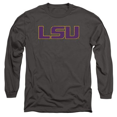 Louisiana State University LSU Official Distressed Primary Unisex Adult Long-Sleeve T Shirt,Charcoal, 3X-Large