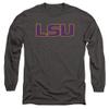 Louisiana State University LSU Official Distressed Primary Unisex Adult Long-Sleeve T Shirt,Charcoal, 3X-Large view 1