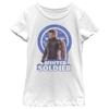 Fifth Sun Marvel Likeness The Falcon and The Winter Soldier Distressed Bucky Girl's Solid Crew Tee, White, Medium view 1