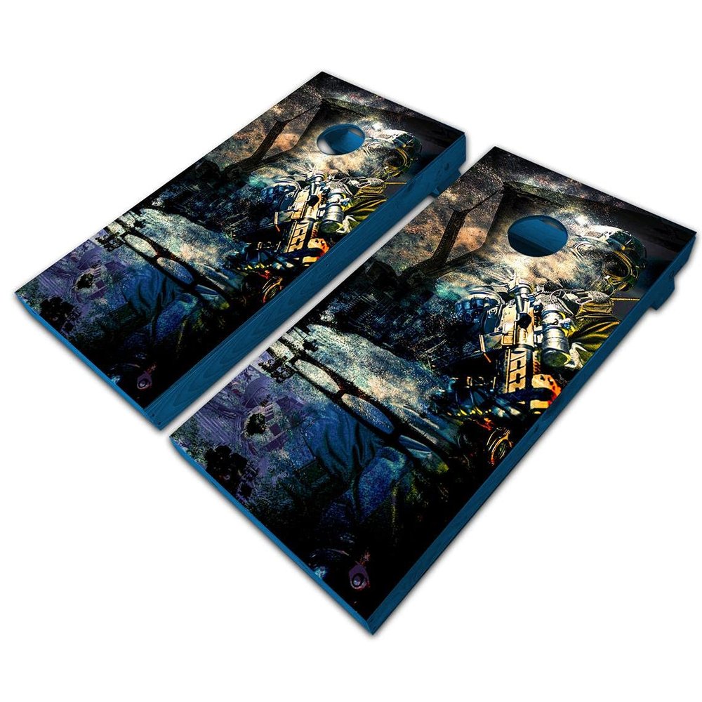 Dark Seas Tall Ship Tournament ACL/ACO Grade Cornhole Boards,UV Direct Printed Graphic on 3/4 Inch Baltic Birch Tops