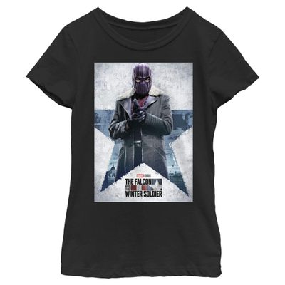 Fifth Sun Marvel Likeness The Falcon and The Winter Soldier Zemo Poster Girl's Solid Crew Tee, Black, Small