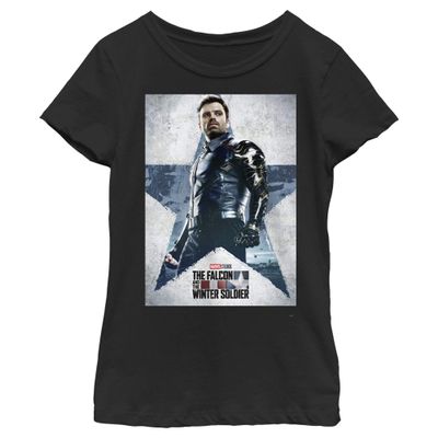 Fifth Sun Marvel Likeness The Falcon and The Winter Soldier Poster Girl's Solid Crew Tee, Black, X-Large