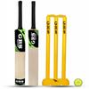 GRS Kids Zone Popular Willow Cricket Bat with Wicket Set & 1 Tennis Ball for Kids (Size 3, Age 6-10 Years) Multicolor view 1