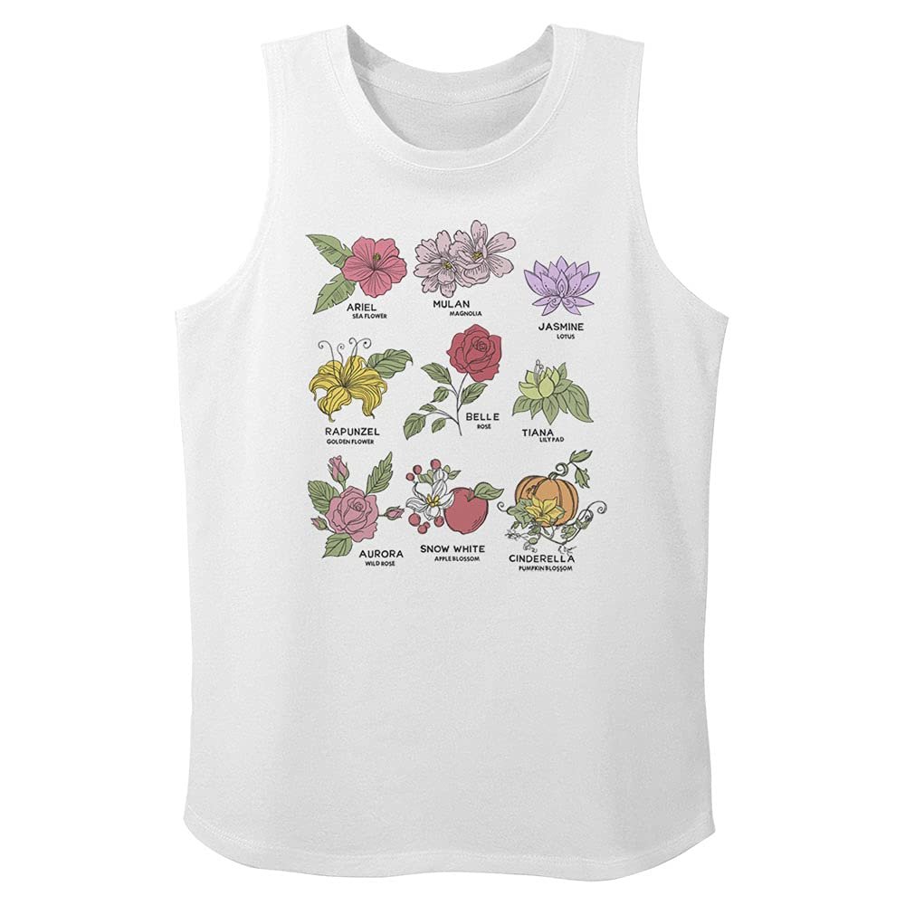 Disney Princess Flowers Girl's Fitted Muscle, White, X-Small
