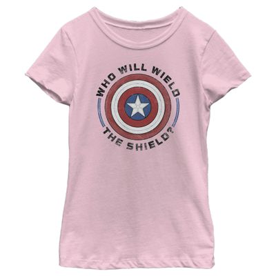 Fifth Sun girls Marvel the Falcon and Winter Soldier Wield Shield Short Sleeve Tee T Shirt, Light Pink, X-Small US