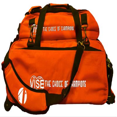 Vise Three Ball Tote Roller Bowling Bag with Shoe Pouch Orange