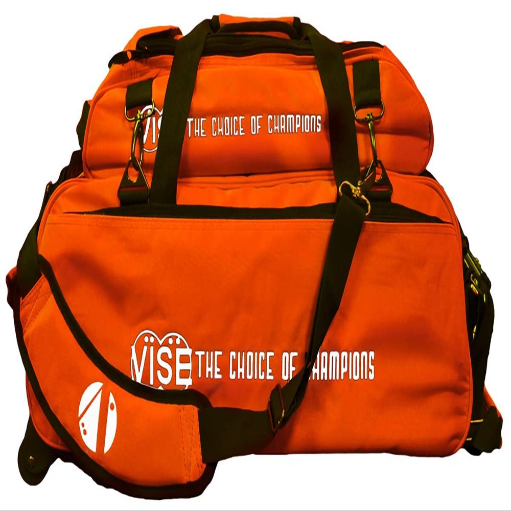 Vise Three Ball Tote Roller Bowling Bag with Shoe Pouch Orange
