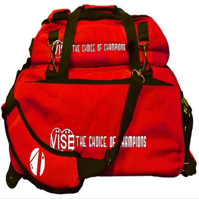 Vise Three Ball Tote Roller Bowling Bag with Shoe Pouch Red