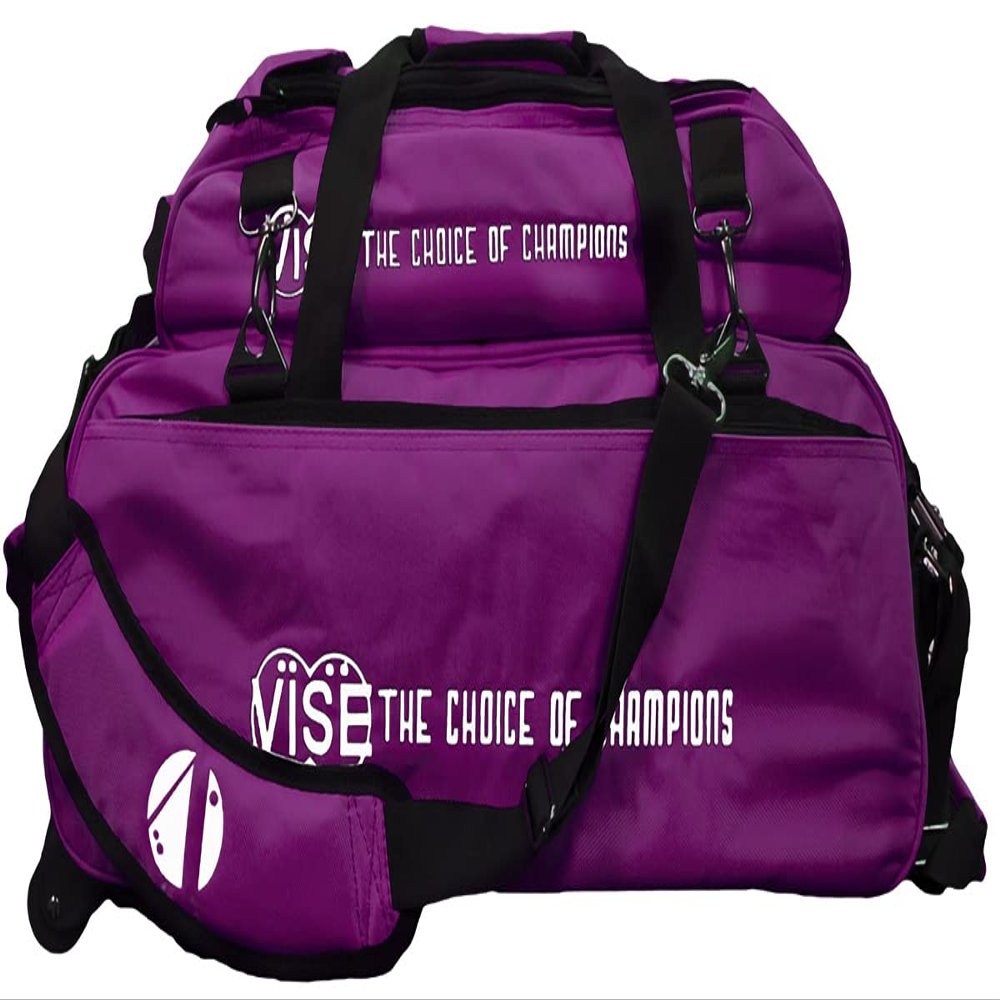 Vise Three Ball Tote Roller Bowling Bag with Shoe Pouch Purple