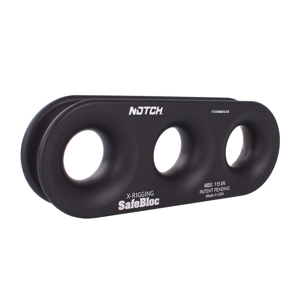 Notch Safebloc Triple Hole Rigging Arborist Block, 3/4" Rope Capacity, Black (36680)