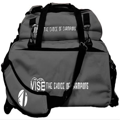 Vise Three Ball Tote Roller Bowling Bag with Shoe Pouch Grey