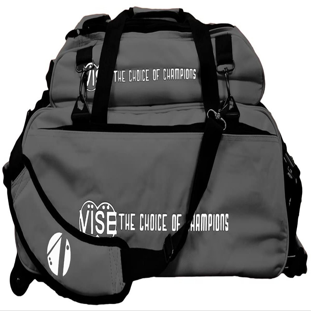 Vise Three Ball Tote Roller Bowling Bag with Shoe Pouch Grey