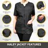 CHARLENE Haley Short Sleeves Jacket | High Fashion Hair Stylist Nylon Uniform | Water-Repellant Breathable Nylon | Machine Wash | Zipper Closure (Magenta, XS) view 3