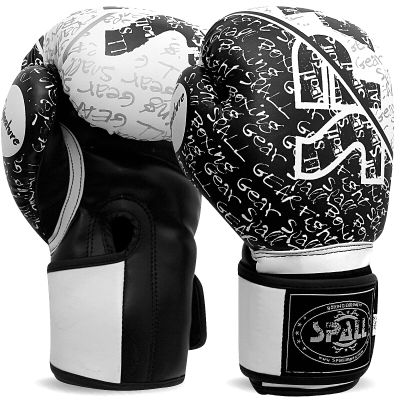 Spall Pro US MMA, Kickboxing, Muay Thai Boxing Leather Gloves for Men & Women (White/Black, 10 Oz)