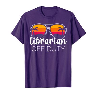 Librarian Off Duty Sunglasses Beach Sunset T-Shirt