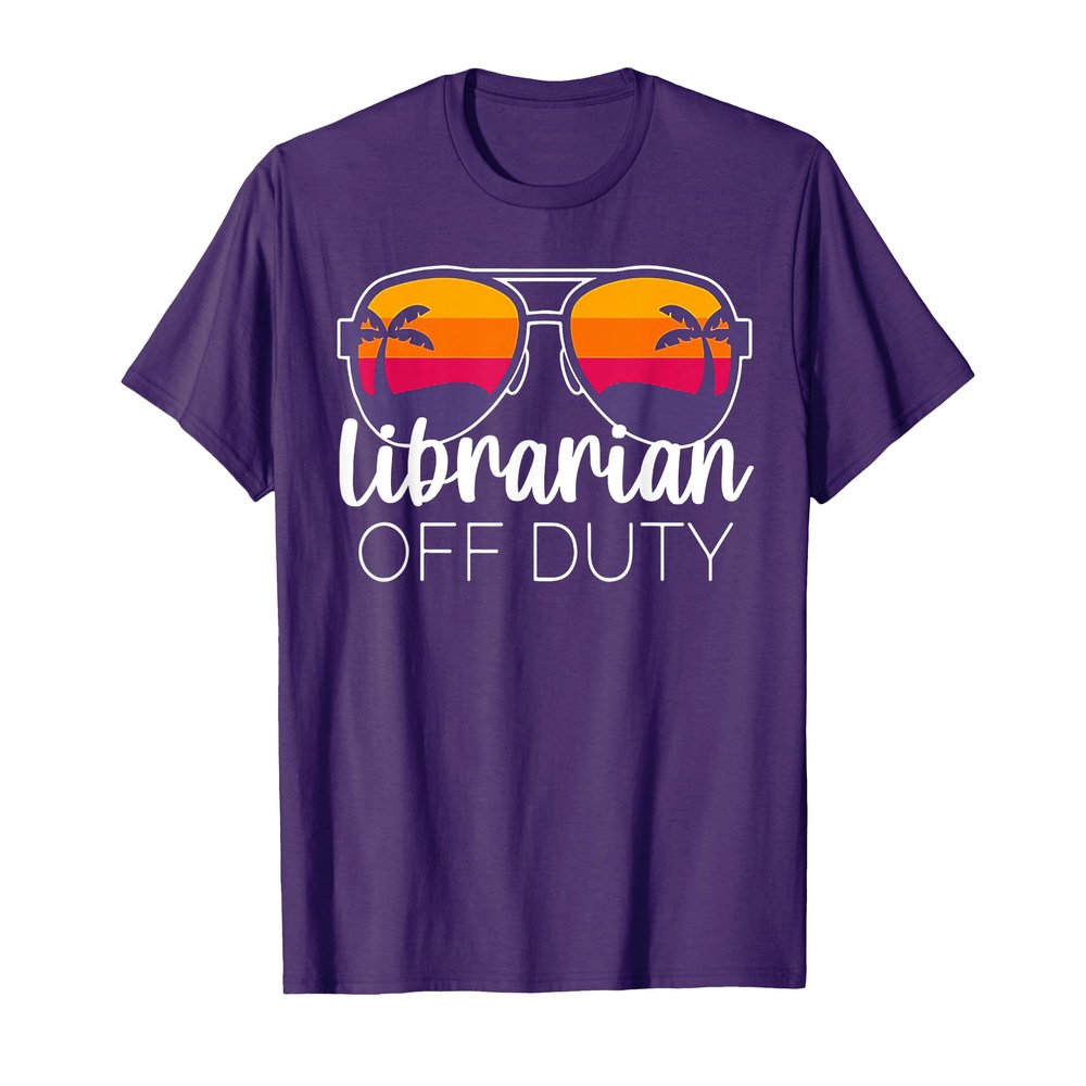Librarian Off Duty Sunglasses Beach Sunset T-Shirt