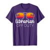 Librarian Off Duty Sunglasses Beach Sunset T-Shirt view 1