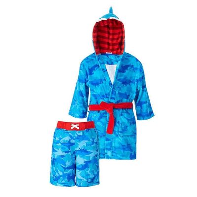 Saint Eve Youth Beach Cover Up and Swimsuit Set, Shark (X-Small)