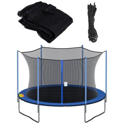 Cliselda Trampoline Net Replacement 13 ft 6 Poles, Safety Enclosure Net for 13 Foot Round Frame Trampolines, Breathable and Weather-Resistant, Adjustable Straps(Net Only,Poles not Includ)