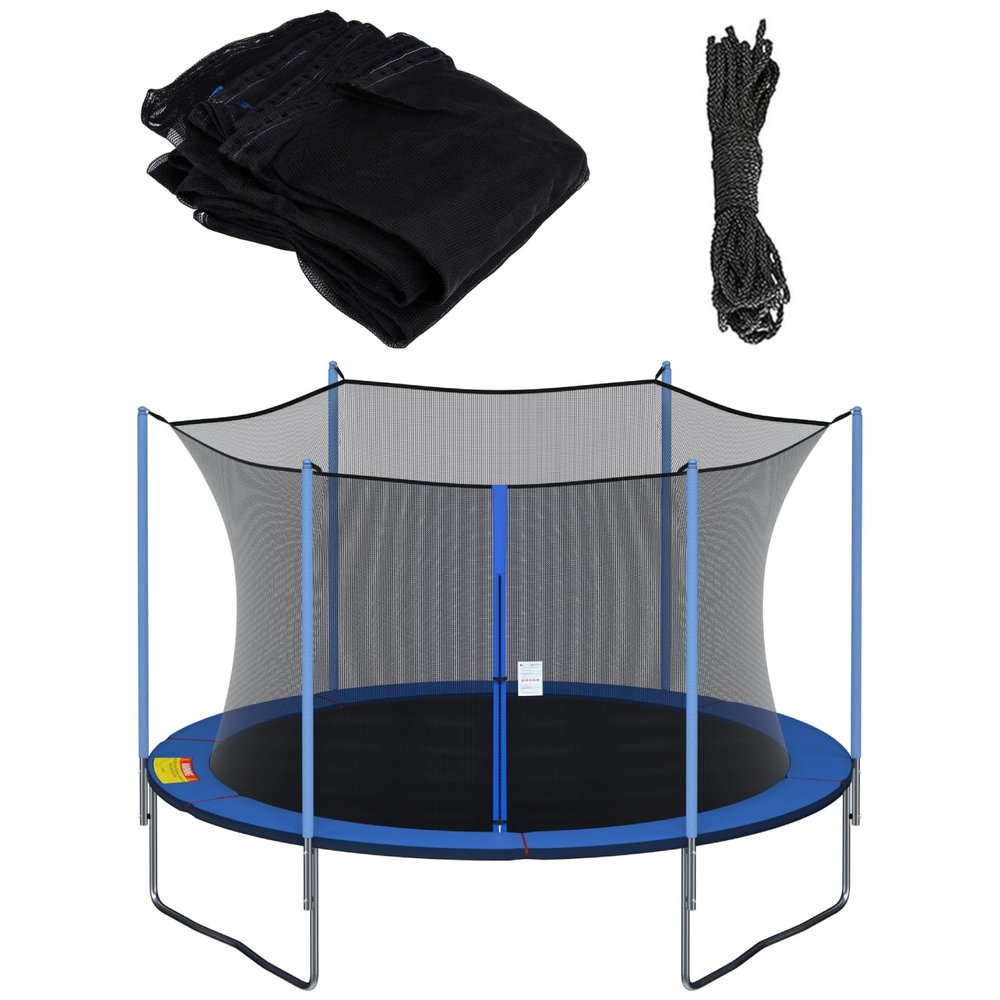 Cliselda Trampoline Net Replacement 13 ft 6 Poles, Safety Enclosure Net for 13 Foot Round Frame Trampolines, Breathable and Weather-Resistant, Adjustable Straps(Net Only,Poles not Includ)