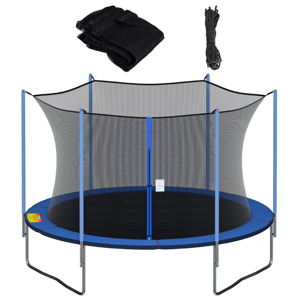 Cliselda 15 ft Trampoline Net Replacement with 8 Poles, 15 Foot Trampoline Netting Replacement, Safety Net for Round Frame Trampoline Enclosure Kit